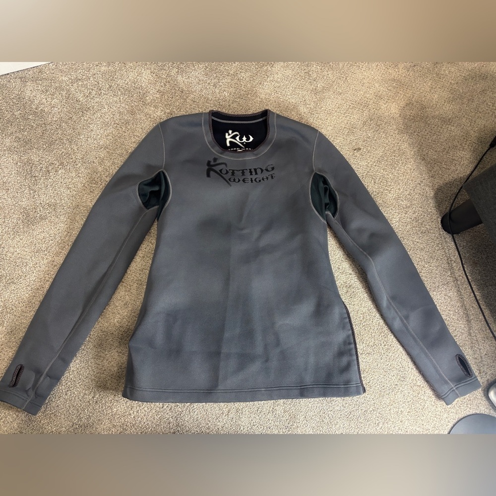 Kutting Weight Sauna Suit Top Men's XL Gray Long Sleeve Zip Crew Neck Neoprene